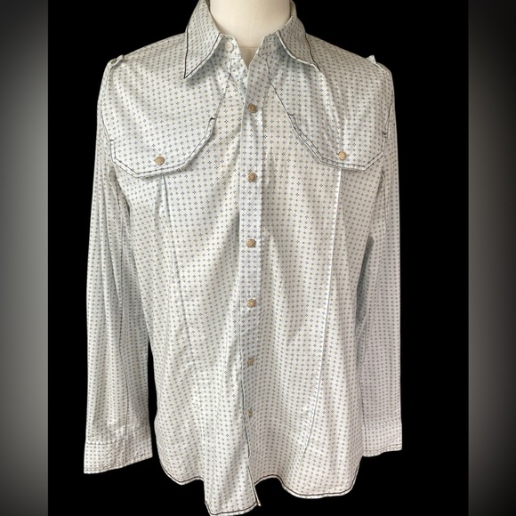 7 Diamond long sleeve snap closure mens SZ LRG - Picture 1 of 11